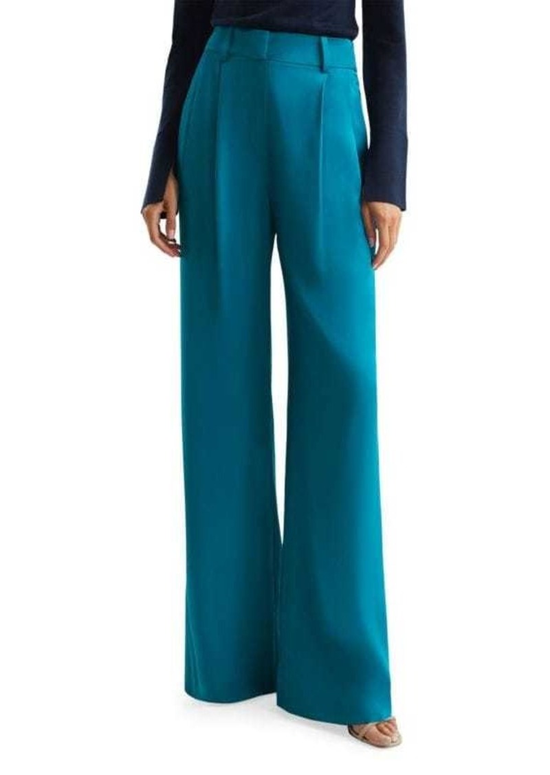 Reiss Rina Pleated Twill Wide Leg Trousers