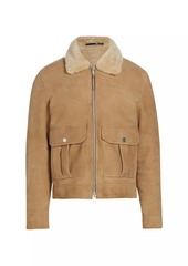 Reiss Roseberry Shearling-Trimmed Suede Jacket