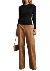 Reiss Rue Draped Long-Sleeve Top