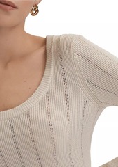 Reiss Sierra Pointelle Rib-Knit Sweater
