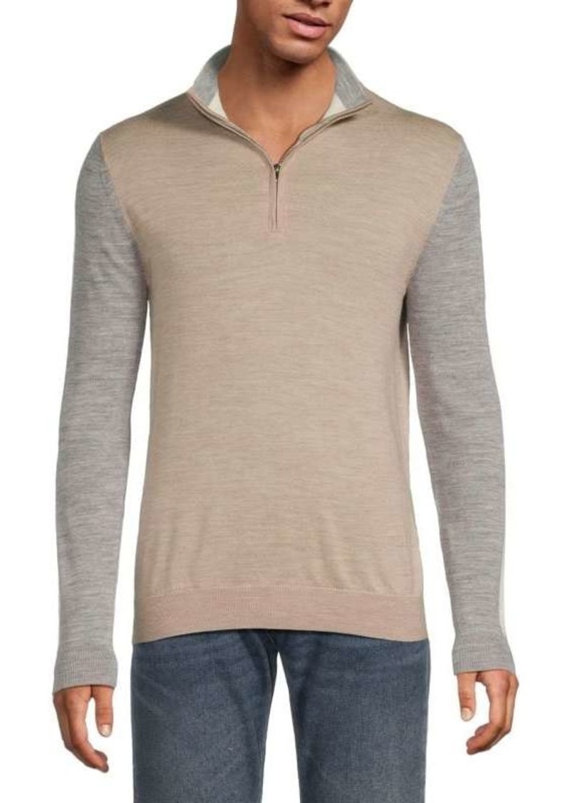 Reiss Two-Tone Quarter-Zip Wool Sweater