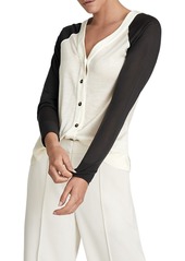 Reiss Paloma Colorblock Cardigan in Neutral/Charcoal at Nordstrom