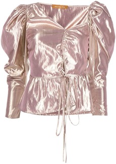 Rejina Pyo Fiona metallic puff-sleeve blouse