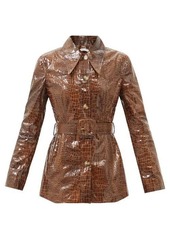 Rejina Pyo - Maeve Crocodile-effect Faux-leather Jacket - Womens - Brown