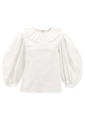 Rejina Pyo - Pleated-collar Cotton Poplin Blouse - Womens - Ivory