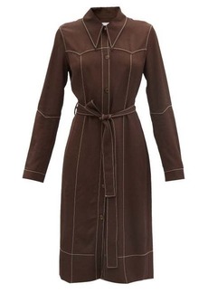 Rejina Pyo - Sasha Contrast-stitch Twill Shirt Dress - Womens - Dark Brown