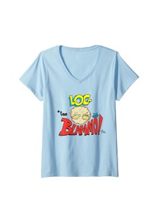 Womens Ren & Stimpy Log From Blamo V-Neck T-Shirt