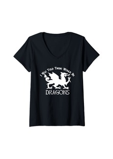 Womens Renaissance Fair Faire Festival Medieval Theme Knight Dragon V-Neck T-Shirt