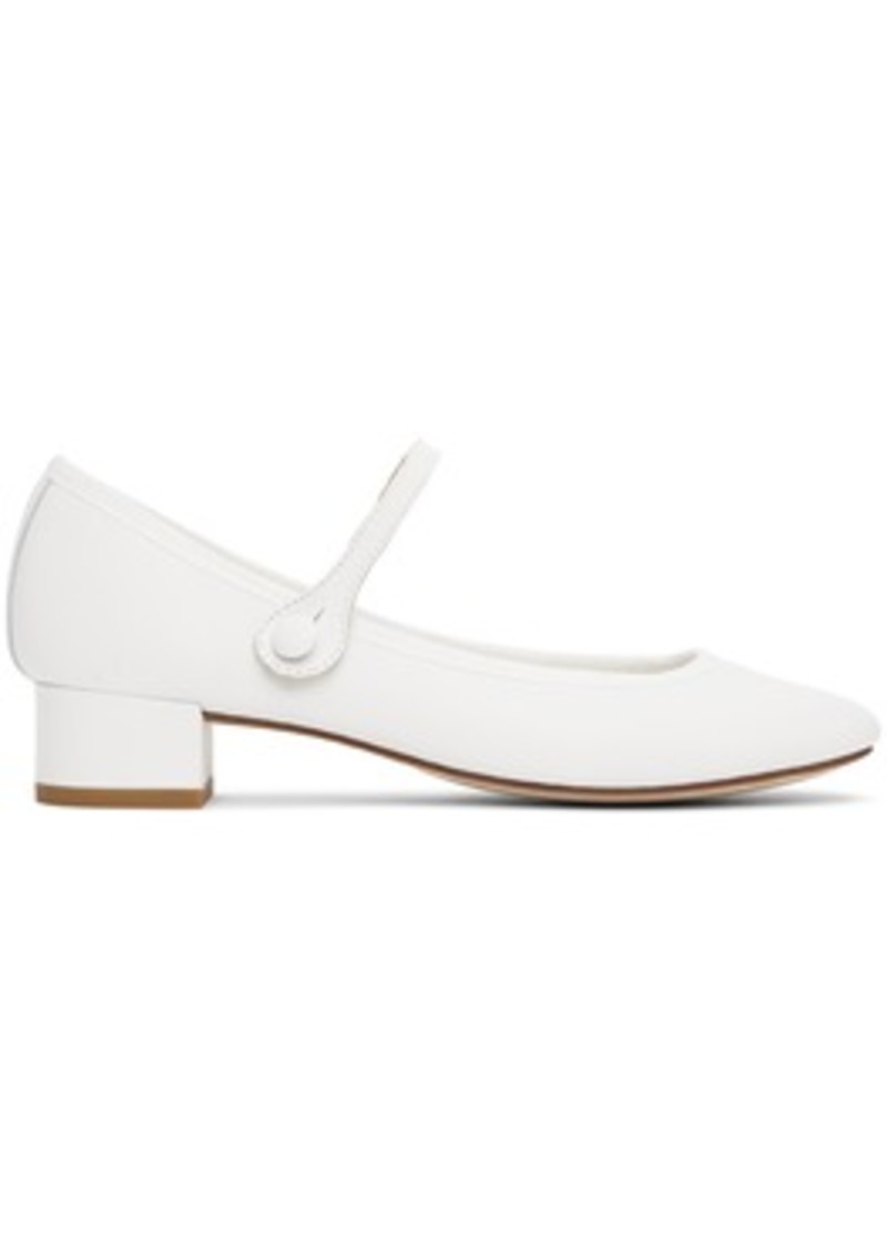 Repetto White Rose Mary Jane Heels