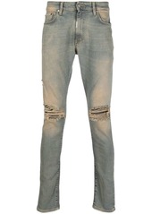 Represent acid-wash distressed jeans