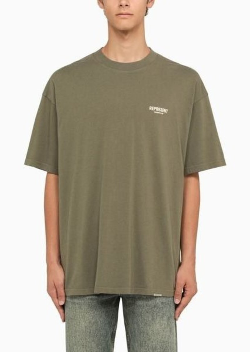 REPRESENT Wide olive-green T-shirt