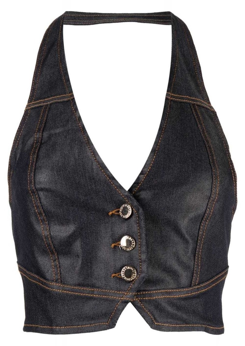 Retrofête Brielle cropped denim vest