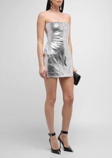 Retrofête Casmir Strapless Metallic Leather Mini Dress