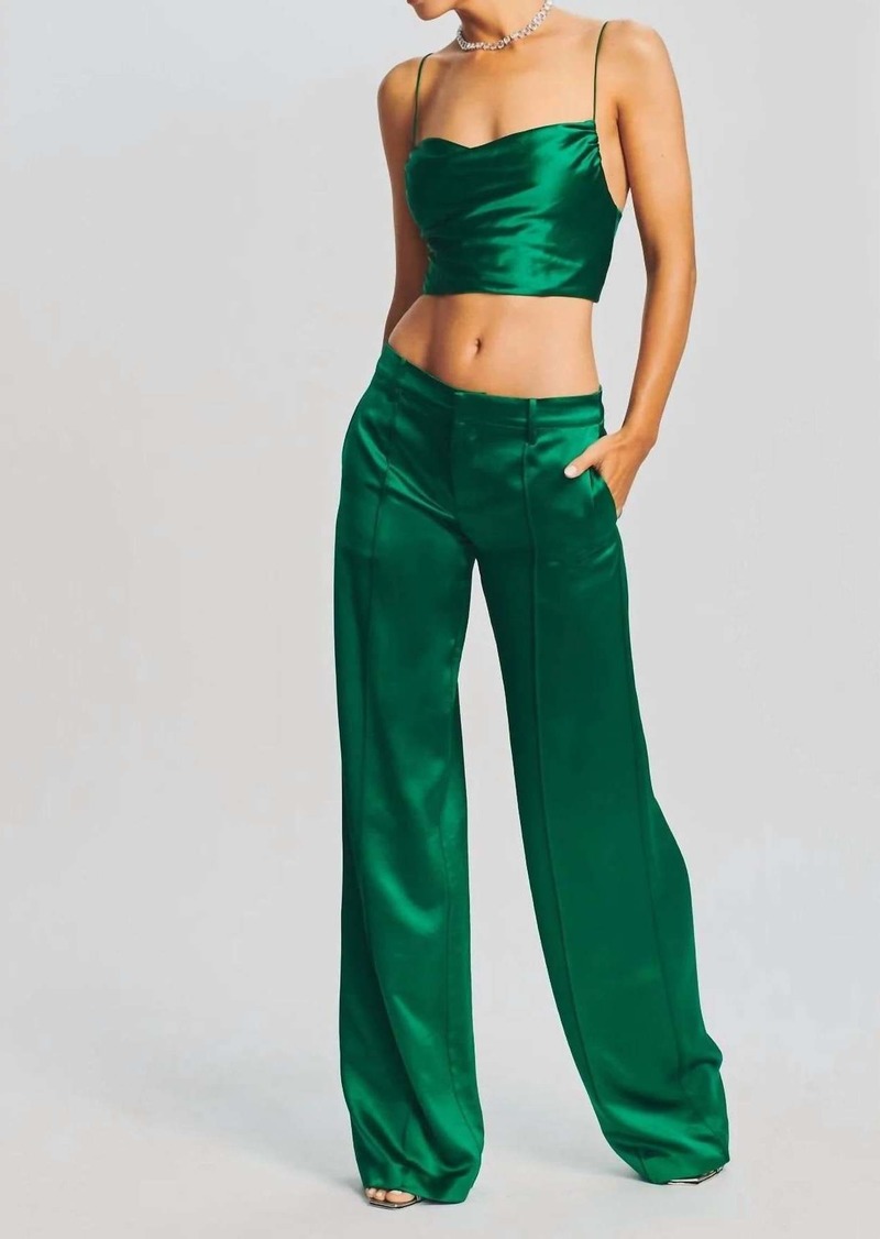 Retrofête Eliza Satin Pant In Emerald