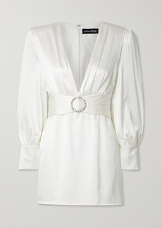 Retrofête Nicole Crystal-embellished Stretch-silk Satin Mini Dress
