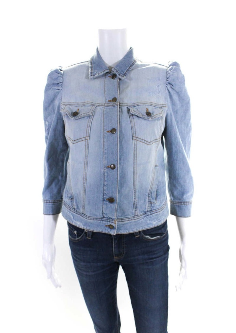 Retrofête Retrofete Women's Long Sleeves Light Wash Button Up Jean Jacket