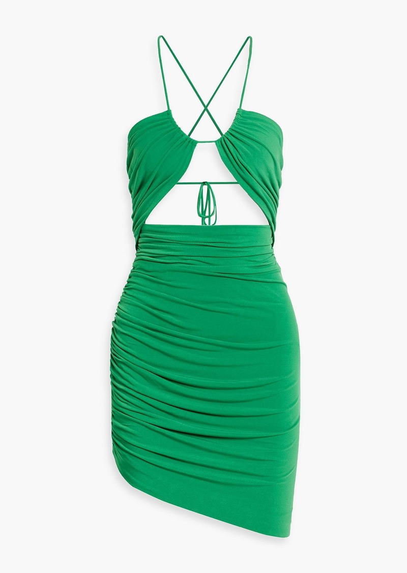 Retrofête - Cadiz cutout ruched jersey mini dress - Green - L