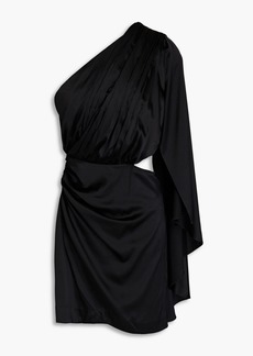 Retrofête - Mae one-sleeve cutout silk-blend satin mini dress - Black - L