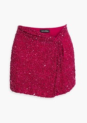 Retrofête - Ezra twisted embellished tulle mini skirt - Pink - XL