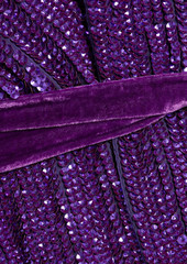 Retrofête - Gabrielle velvet-trimmed sequined chiffon mini wrap dress - Purple - S