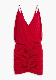 Retrofête - Kai wrap-effect ruched jersey mini dress - Red - M