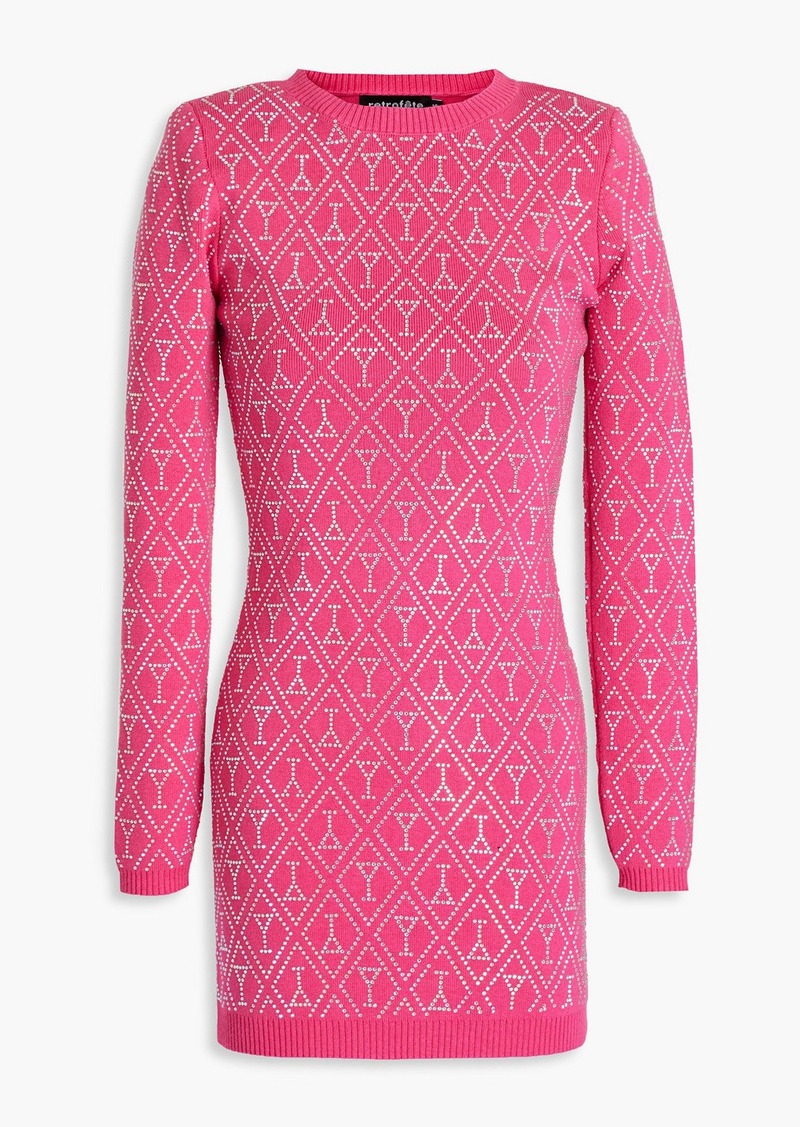 Retrofête - Palmer crystal-embellished cotton and cashmere-blend mini dress - Pink - XS