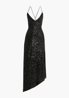 Retrofête - Violet asymmetric sequined tulle dress - Black - XS
