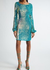 Retrofête Tara Sequin Long Sleeve Crochet Minidress