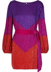 Retrofête Woman Grace Velvet-trimmed Sequined Chiffon Mini Dress Multicolor