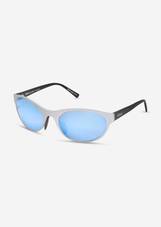 Revo Icon Oval Satin Chrome & Blue Oval Sunglasses RE119703BLP