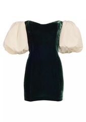 Rhode Dali Velvet Puff-Sleeve Minidress