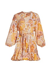 Rhode Ella Patchwork Floral Puff-Sleeve A-Line Dress