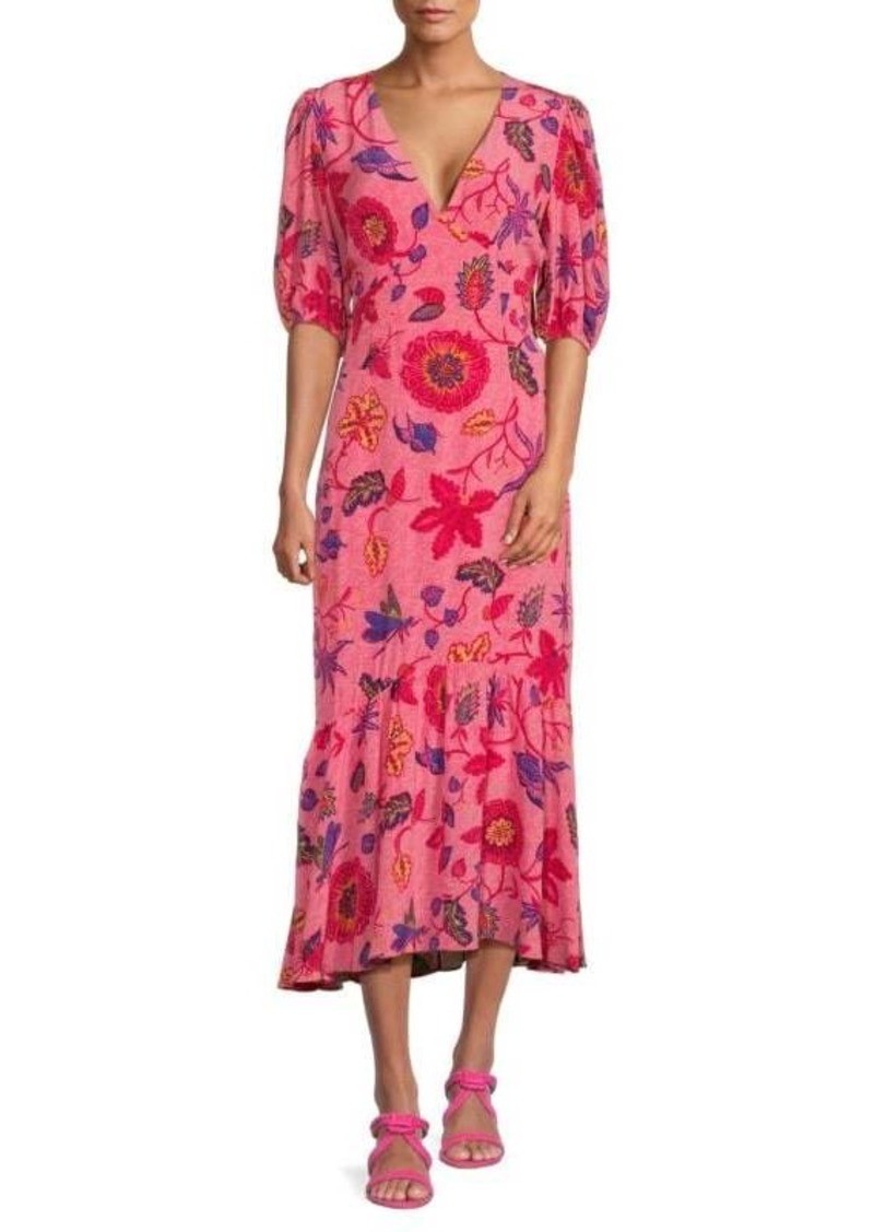 Rhode Ester V Neck Puff Sleeve Maxi Dress