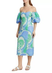 Rhode Karima Geometric Linen Midi-Dress