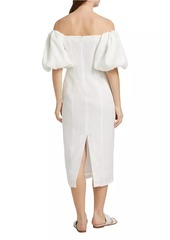 Rhode Karima Linen Off-The-Shoulder Midi-Dress