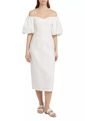 Rhode Karima Linen Off-The-Shoulder Midi-Dress