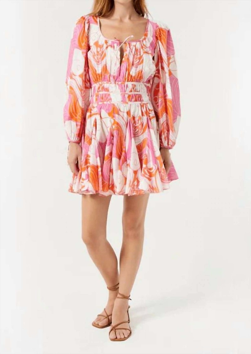 Rhode Leona Dress In Pink Deco