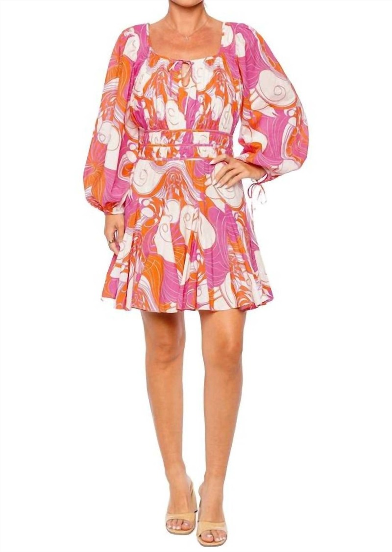 Rhode Leona Dress In Pink Deco Surf