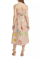 Rhode Marla Linen Striped Midi-Dress