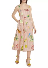 Rhode Marla Linen Striped Midi-Dress