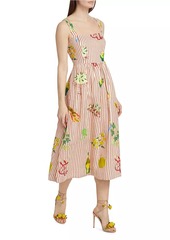 Rhode Marla Linen Striped Midi-Dress