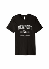 Rhode Newport RI Vintage Nautical Boat Anchor Flag Sports Premium T-Shirt