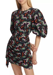 Rhode Pia Printed Puff-Sleeve Minidress