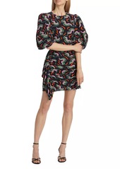 Rhode Pia Printed Puff-Sleeve Minidress