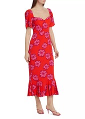 Rhode Ramona Floral Godet-Hem Midi-Dress