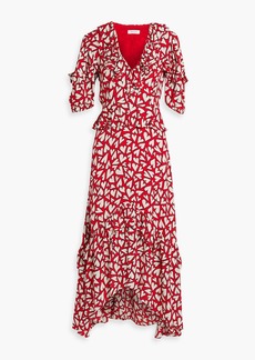 RHODE - Adele ruffled printed crepe de chine dress - Red - US 2
