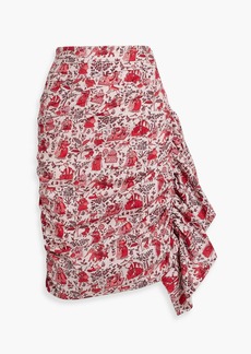RHODE - Felicity ruffled printed cotton-blend poplin skirt - Pink - US 2