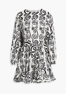 RHODE - Luna pleated printed crepe mini dress - Black - XS