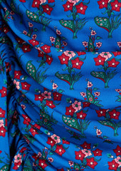RHODE - Mina draped floral-print crepe de chine mini dress - Blue - XS
