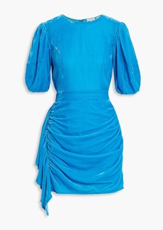 RHODE - Pia draped velvet mini dress - Blue - S